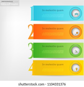 Modern business infographic template, backdrop with modern graph, four steps, simple line icons, isolated on bright background, for infographics, presentations, documents