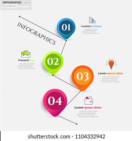 Modern business infographic template, backdrop with modern graph, four steps, simple line icons, isolated on bright background, for infographics, presentations, documents