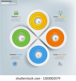 Modern business infographic template, backdrop with colorful graph, four steps, simple line icons, isolated on bright background, for infographics, presentations, documents