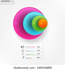 Modern business infographic template, backdrop with colorful graph, four steps, simple line icons, isolated on bright background, for infographics, presentations, documents