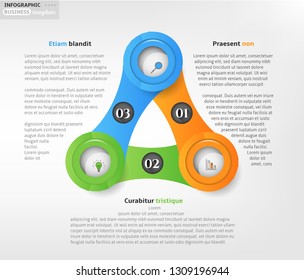 Modern business infographic template, backdrop with colorful triangular graph, three steps, simple line icons, isolated on bright background, for infographics, presentations, documents