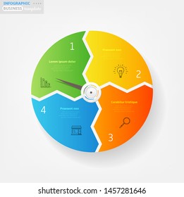 Modern business infographic template, backdrop with colorful graph, four steps, simple line icons, isolated on bright background, for infographics, presentations, documents