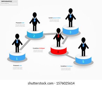 Modern business infographic template, backdrop with graph with five steps, simple line icons, isolated on white background, for infographics, presentations, documents