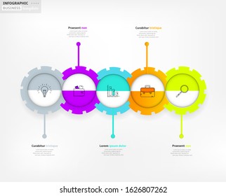 Modern business infographic template, backdrop with colorful graph, four steps, simple line icons, isolated on bright background, for infographics, presentations, documents