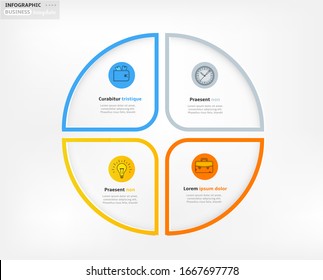 Modern business infographic template, backdrop with colorful graph, four steps, simple line icons, isolated on bright background, for infographics, presentations, documents