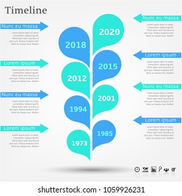 Modern business infographic template, background with blue timeline, isolated on bright background, for infographics, presentations, documents