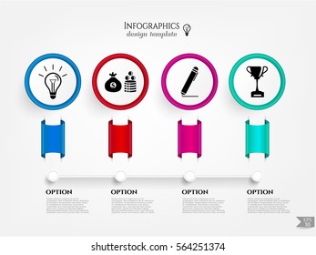 Modern business infographic template, background with simple labels and black icons, isolated on bright background