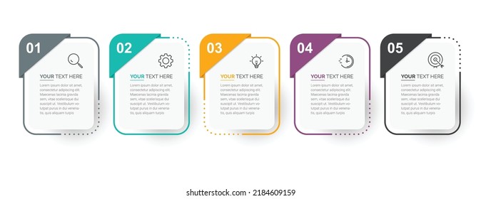 Modern Business Infographic template. Infographic design with icons and 5 options or steps. Thin line vector. Infographics business concept. low charts, presentations, banners, printed materials.