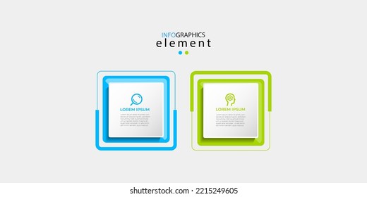 Modern business infographic template design with 2 step or options. Cool design for process diagram, presentations, workflow layout, banner, flow chart, wall information.Eps10 vector