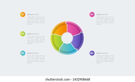 Modern Business Infographic template. full color design and 5 options or steps
