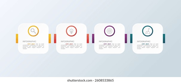 Modern business infographic template, geometric shape with 4 options or steps icons.