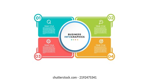 Modern business Infographic with title design template Vector with icons and 4 options or steps. Can be used for process diagram, presentations, workflow layout, banner, flow chart, info graph. Eps10