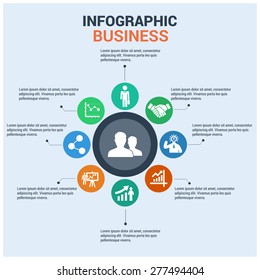 Modern business Infographics circle style Vector illustration. can be used for workflow layout, diagram, number options, step up options, web design. presentation business process graphics template