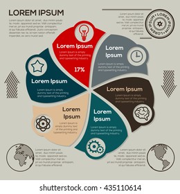 Modern business Infographics circle style Vector illustration. Can be used for workflow layout, banner, diagram, number options, step up options, web design.