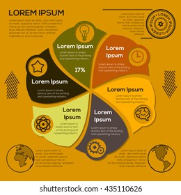 Modern business Infographics circle style Vector illustration. Can be used for workflow layout, banner, diagram, number options, step up options, web design.