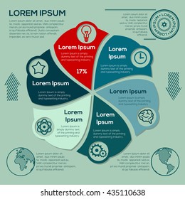 Modern business Infographics circle style Vector illustration. Can be used for workflow layout, banner, diagram, number options, step up options, web design.