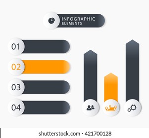 Modern business infographics elements, 1 2 3 4, charts, step labels