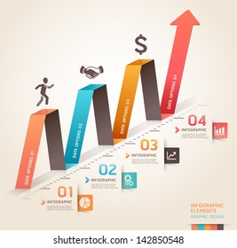 Modern business infographics origami arrow template. Vector illustration. can be used for workflow layout, diagram, number options, business step options, banner, web design.