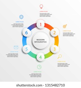modern business infographics with realistic 3d round elements. corporate report template with flat line marketing icons. company presentation slide with paper cut design options. eps 10