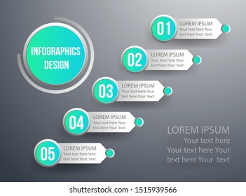 Modern business infographics template with 3d paper label