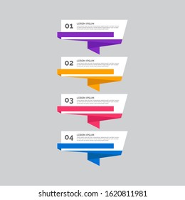 Modern Business infographics template with 4 steps, options. Info-graphic multi-color design element for presentation, workflow layout, diagram, website, advertising, marketing, corporate report.