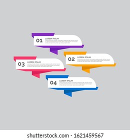 Modern Business infographics template with 4 steps, options. Info-graphic multi-color design element for presentation, workflow layout, diagram, website, advertising, marketing, corporate report.