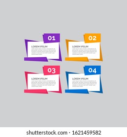 Modern Business infographics template with 4 steps, options. Info-graphic multi-color design element for presentation, workflow layout, diagram, website, advertising, marketing, corporate report.