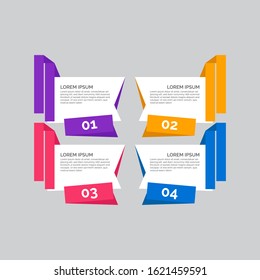 Modern Business infographics template with 4 steps, options. Info-graphic multi-color design element for presentation, workflow layout, diagram, website, advertising, marketing, corporate report.