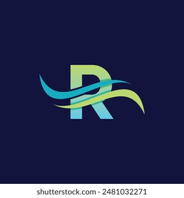 Modern Business Initial R Wave Simple Icon Design Logo