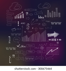 Modern business inspiration concept with hand drawn doodle icons
