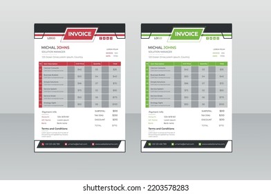 Modern business invoice design and template