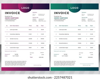 Plantilla moderna de diseño de negocio de facturas empresariales