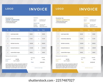 Plantilla moderna de diseño de negocio de facturas empresariales