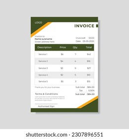 Modern business Invoice design vector template.	