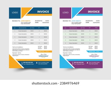  modern business invoice template design, minimal invoice template vector design