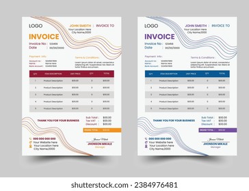  modern business invoice template design, minimal invoice template vector design