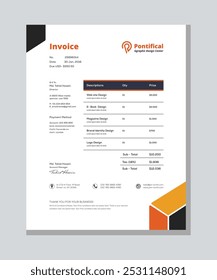 Modern business invoice template design bundle. Bill form business invoice vector. Corporate invoice template set, receipt tax or bill vector