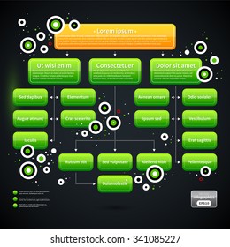 Modern business layout with green shapes and small flying circles. EPS10 vector template