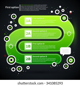 Modern business layout with green shapes and small flying circles. EPS10 vector template