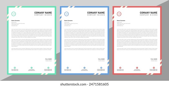 Modern business letterhead clean paper professional official corporate unique creative letter layout design template.minimal company identity document concept print presentation vector illustration 