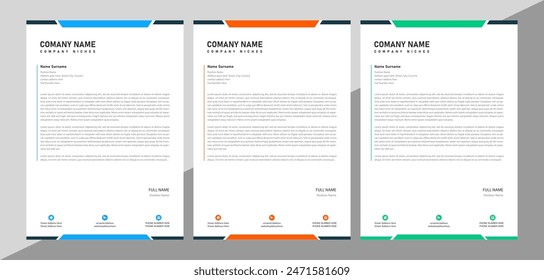 Modern business letterhead clean paper professional official corporate unique creative letter layout design template.minimal company identity document concept print presentation vector illustration 