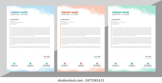 Modern business letterhead clean paper professional official corporate unique creative letter layout design template.minimal company identity document concept print presentation vector illustration 