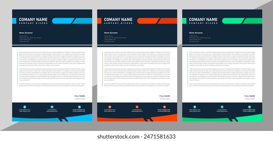 Modern business letterhead clean paper professional official corporate unique creative letter layout design template.minimal company identity document concept print presentation vector illustration 