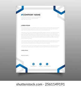 Modern business Letterhead cover template design. a4 Letterhead corporate company with blue Polygonal design