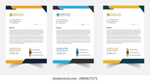 Modern business Letterhead template with various colors, creative modern letter head design template for your  business project. letterhead, letter head, Business letterhead design.