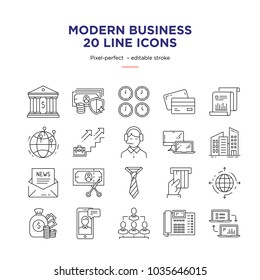 Modern Business Line Icons