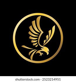 Conceito de logotipo de negócios moderno, ícone de pássaro voador de cor dourada, ilustração vetorial