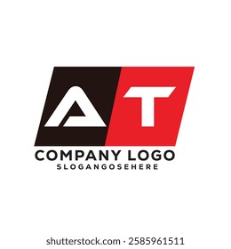 AT Modern Business Logo Design in Red and Black, AT Professional Company Branding Logo for Marketing and Identity, Creative AT Letter Corporate Logo with Bold Design