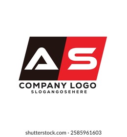 AS Modern Business Logo Design in Red and Black, AS Professional Company Branding Logo for Marketing and Identity, Creative AS Letter Corporate Logo with Bold Design
