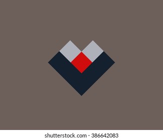 Modern business logo design.Love job flat design symbol. Buisenes suit, red tie.